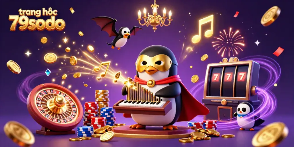Discover the excitement at trang chủ 79sodo with a 3D penguin playing a magical organ shooting coins.