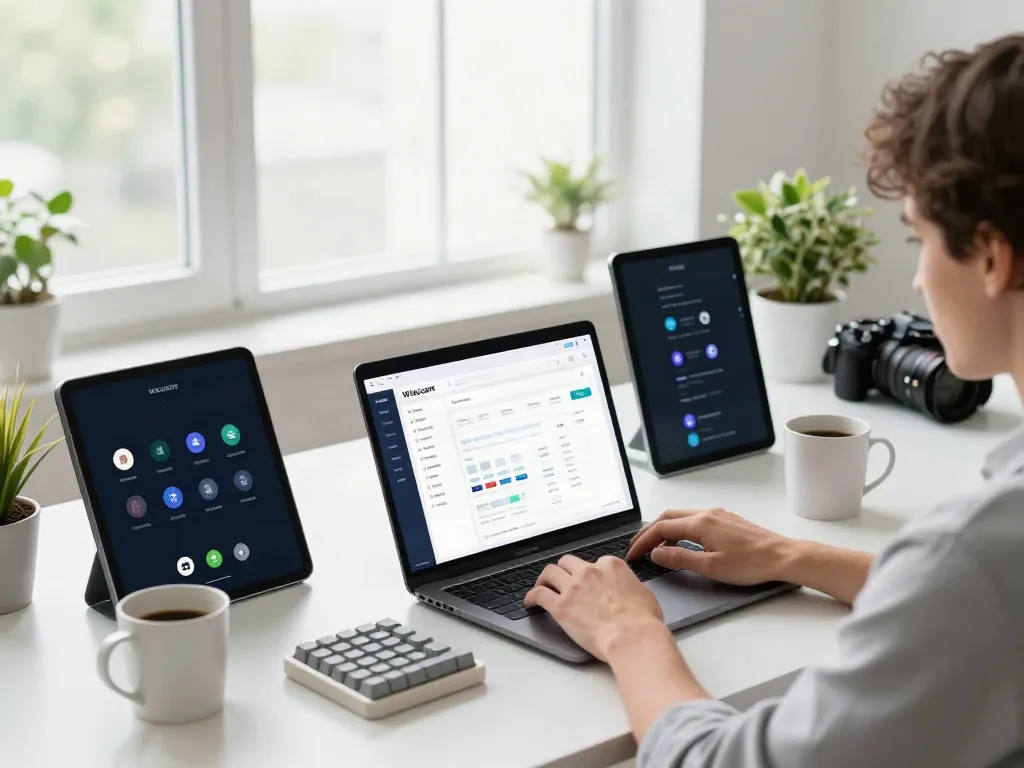 ROKOK88 software optimization workspace showcasing Wisecare software on a laptop with tech accessories.