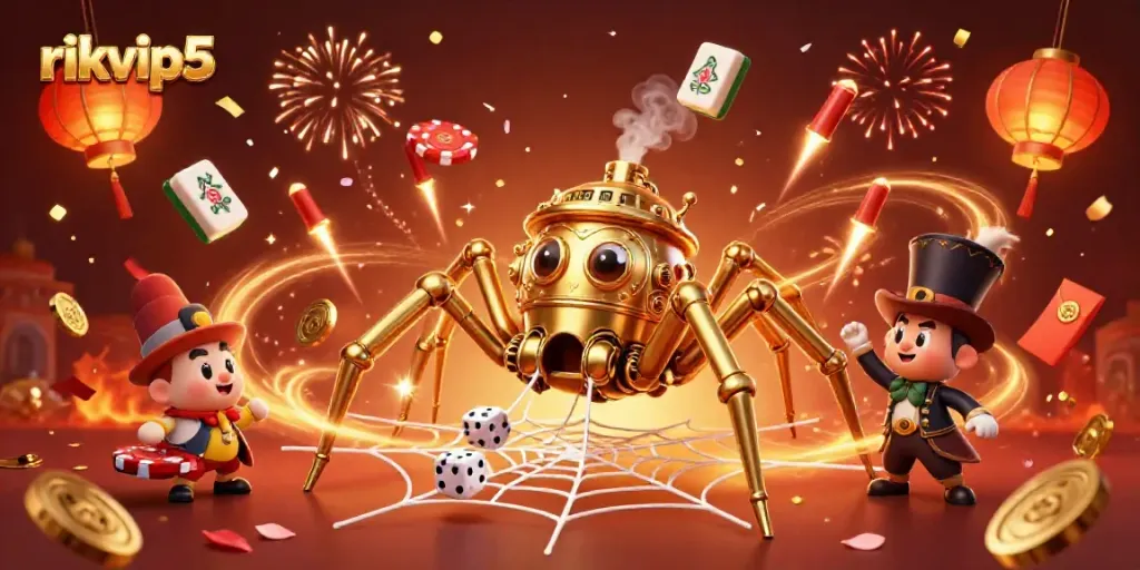 Experience the thrill of rikvip5 with captivating 3D animation of steampunk elements and casino games.