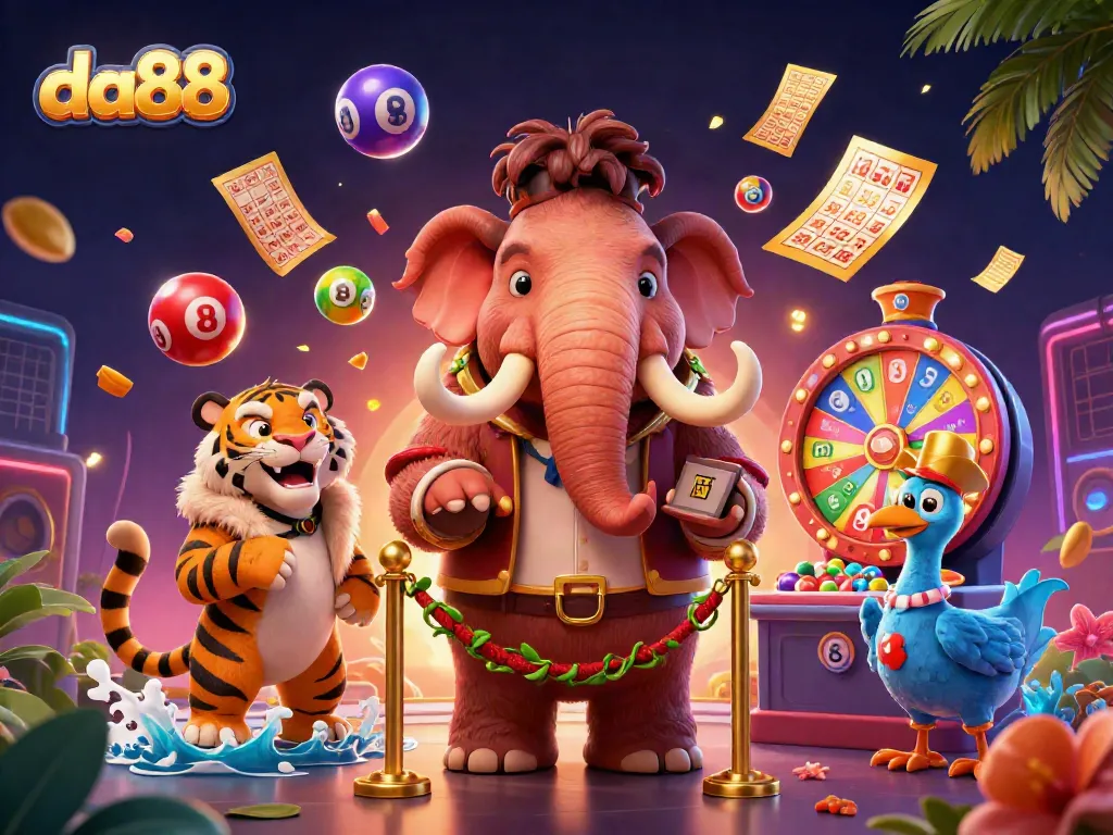 Experience the excitement of da88 with vibrant casino elements and animated characters in a colorful scene.