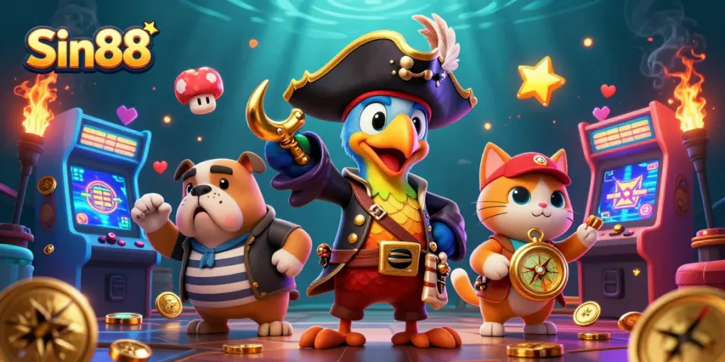 Experience exciting gaming action with Sin88 as a colorful pirate scene comes to life.