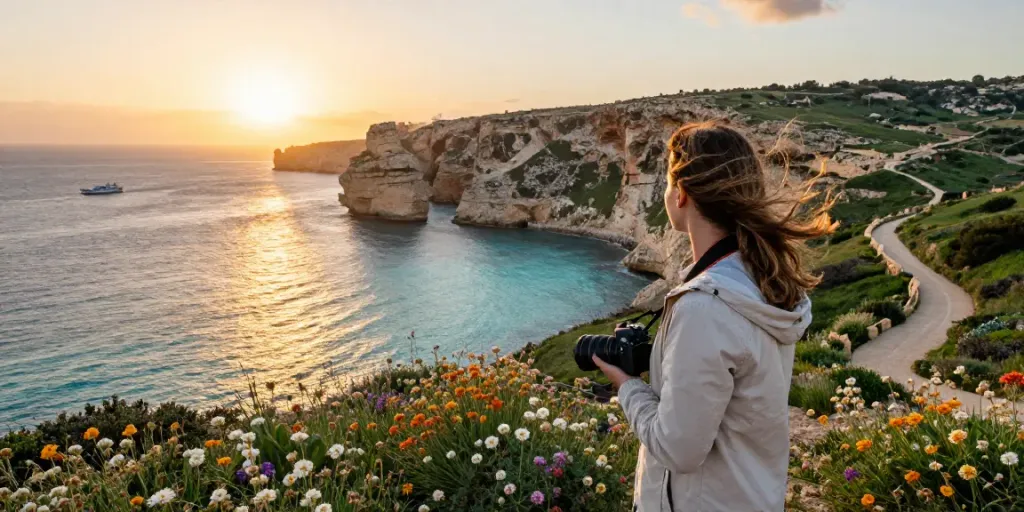 Discovering the breathtaking scenery on a Malta Gozo tour at sunset.